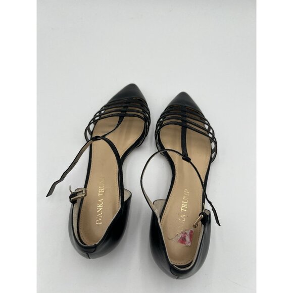Ivanka Trump Shoes Women's Size 6.5M Leather T-Strap Black Flats Classic - Picture 13 of 13
